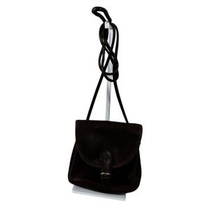 GAP Vintage Dark Brown Pebbled Leather Mini Crossbody Bag Buckle Flap